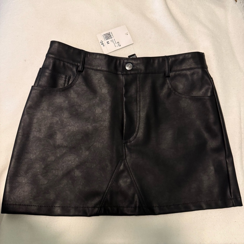 Black Faux Leather Mini Skirt